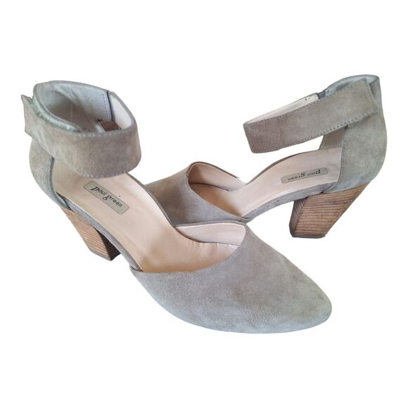 Paul Green Noreen D'Orsay Pump Stacked Heel Almond Toe Ankle Strap Suede 8.5 - Picture 1 of 15